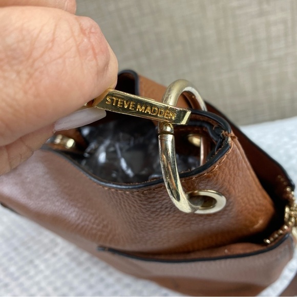 Steve Madden Boho Studded Strap Small Hobo Cognac With Gold Accented Handle - Picture 6 of 12